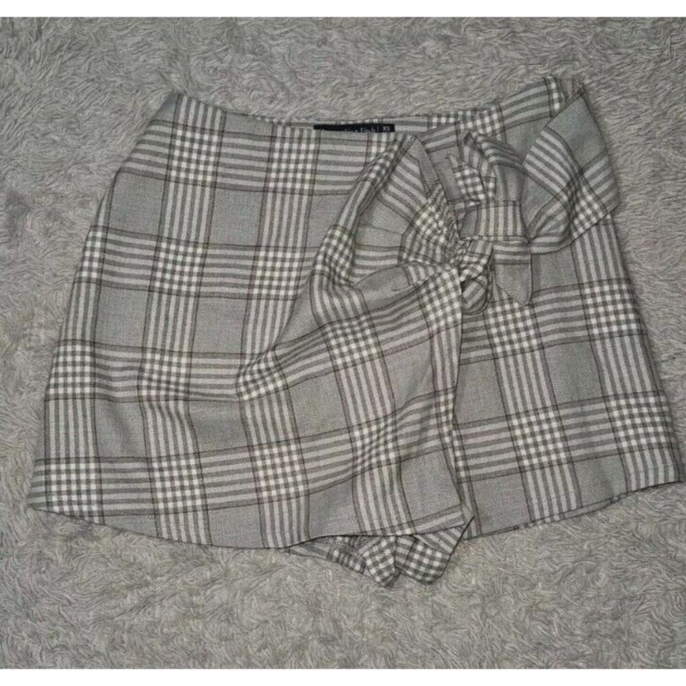 Abercrombie & Fitch Wrap Mini Skort Womens XS Gray Red Plaid Side Zip Y2k Preppy